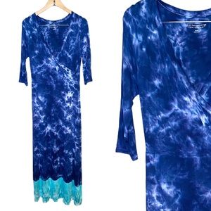 Soft Surroundings Blue Tie Dye Maxi Dress Small